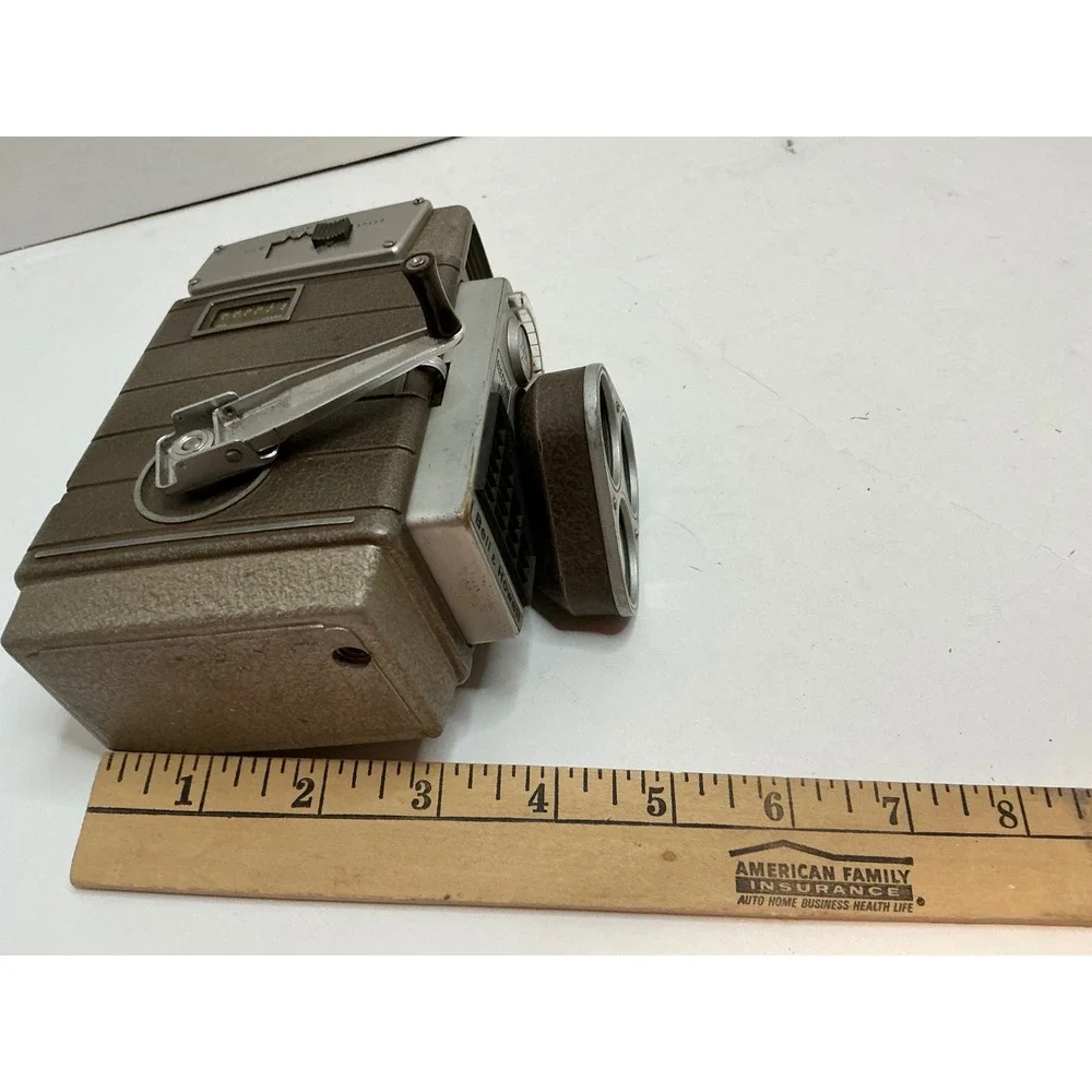 Bell & Howell Vintage 8mm Movie Camera Wind Up Crank Brown Metal Film Prop AS IS